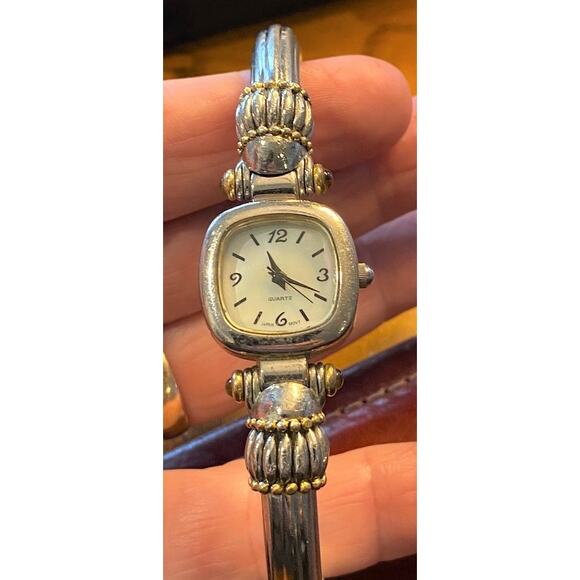 Women's 22mm Two Tone Bangle Watch, MOP Face - Picture 1 of 4